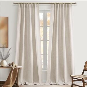 Cream Textured Floor-Length Curtains